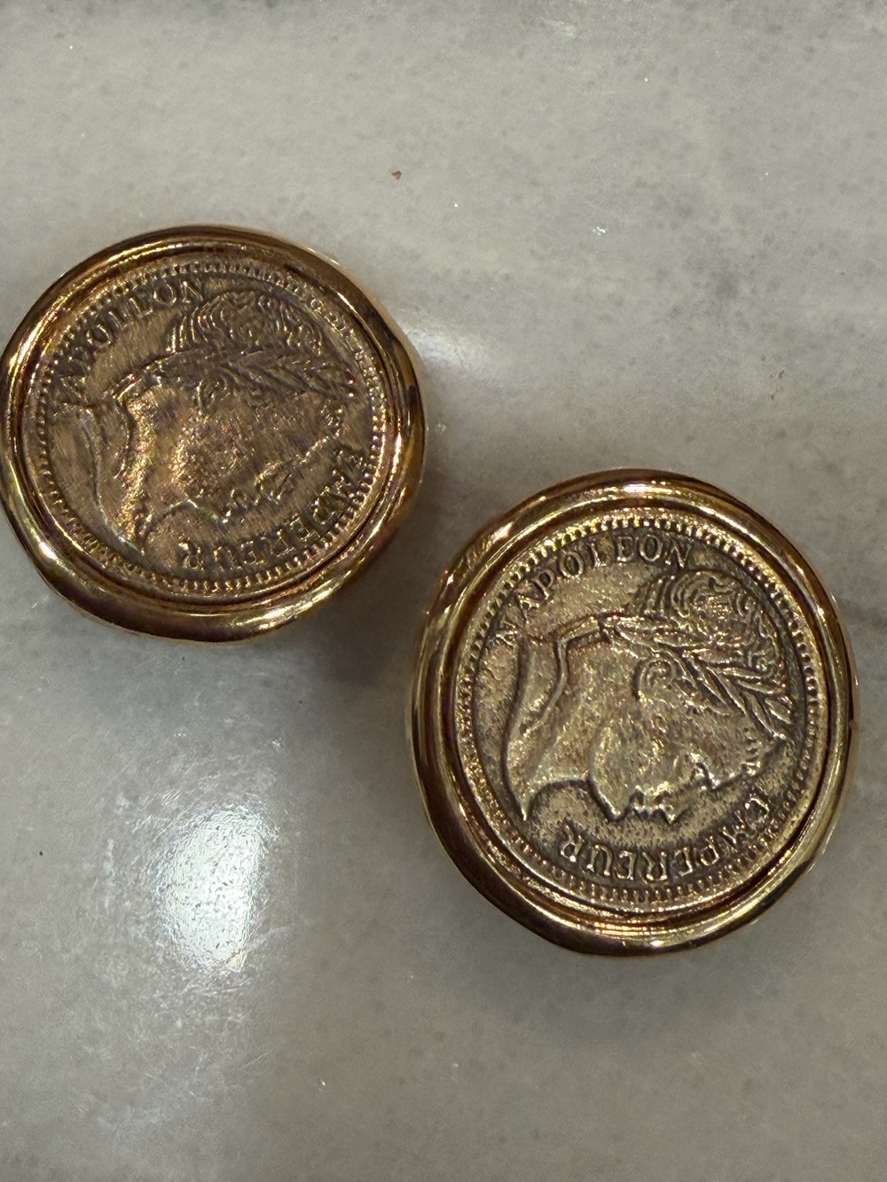 VTG Dotty Smith Gold Tone Coin Earrings- Clip on